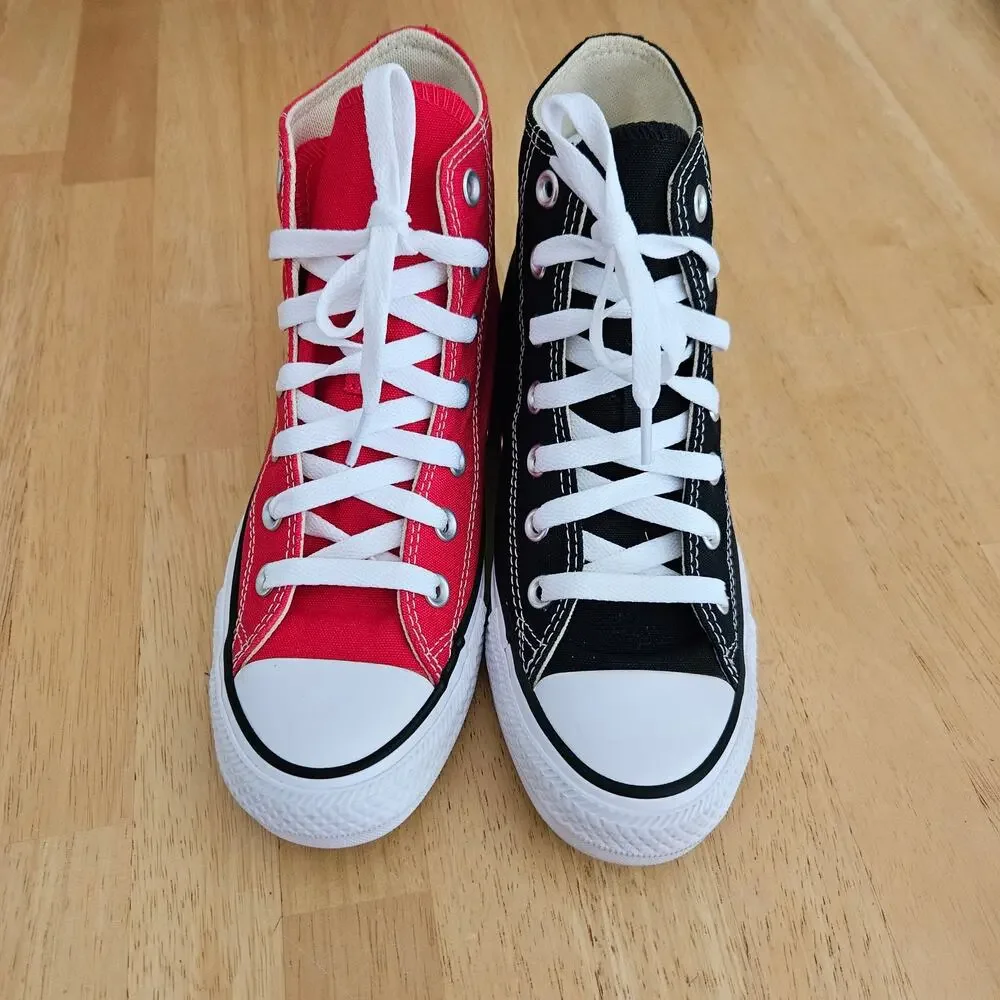 Converse Chuck Taylor All Star High Top Sneakers One Red One Black Sz M5 W7 EUC